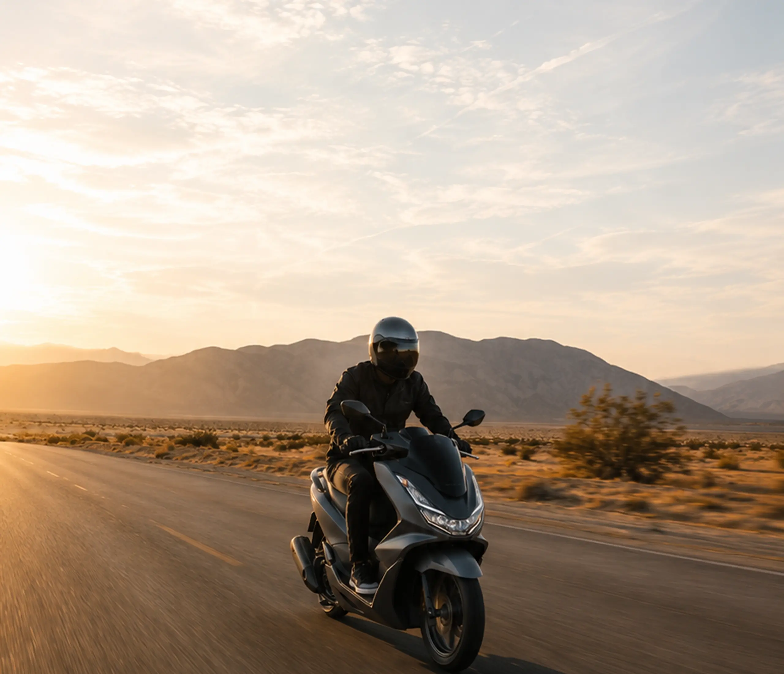 Pengendara motor dalam perjalanan